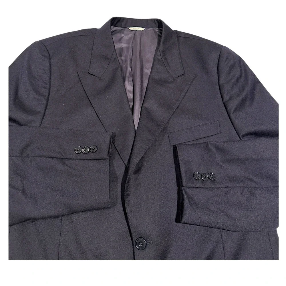 Everett Hall Navy Blue Blazer Loro Piana‎ Super 130s Wool Made in Italy Mens 46R